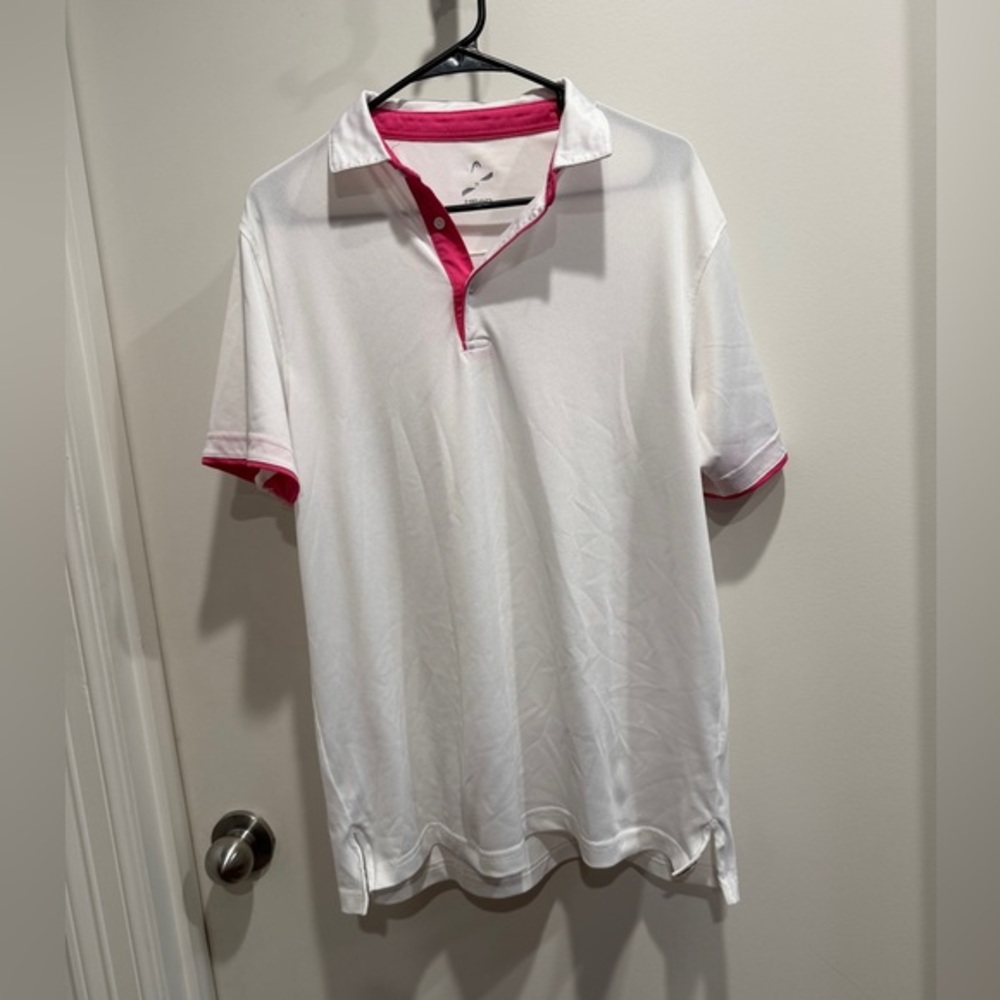 Head White Polo Shirt with Pink Trim